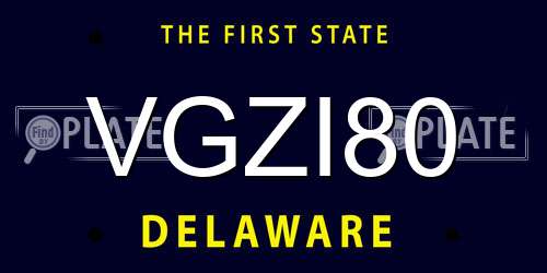 VGZI80 Delaware License Plate