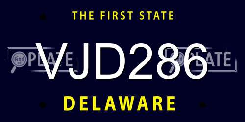 VJD286 Delaware License Plate