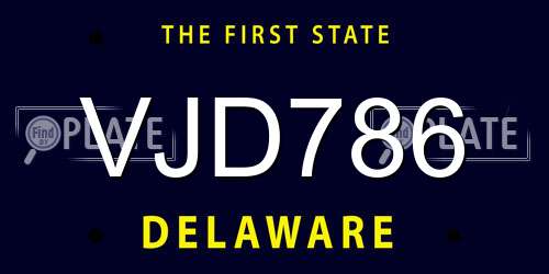VJD786 Delaware License Plate