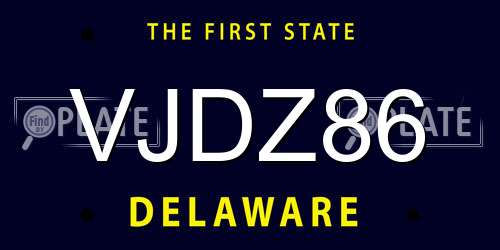 VJDZ86 Delaware License Plate