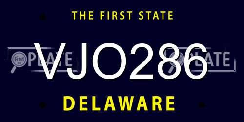 VJO286 Delaware License Plate