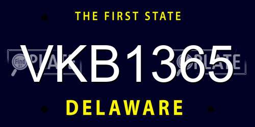 VKB1365 Delaware License Plate