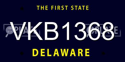VKB1368 Delaware License Plate