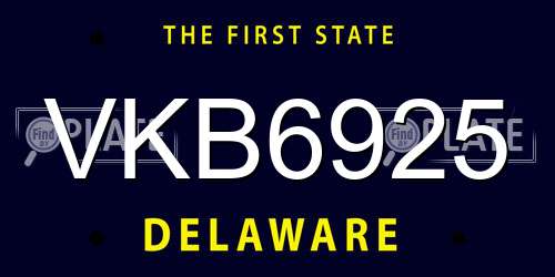 VKB6925 Delaware License Plate