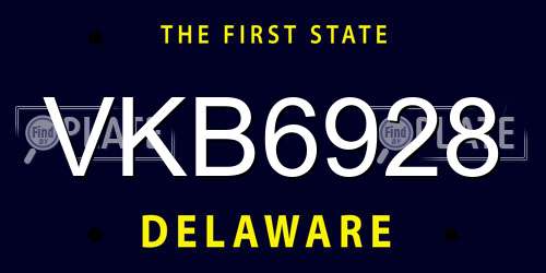 VKB6928 Delaware License Plate