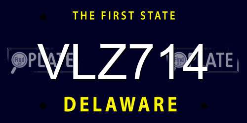 VLZ714 Delaware License Plate