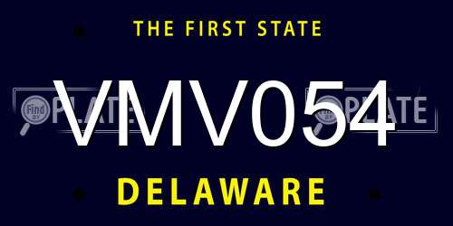 VMV054 Delaware License Plate