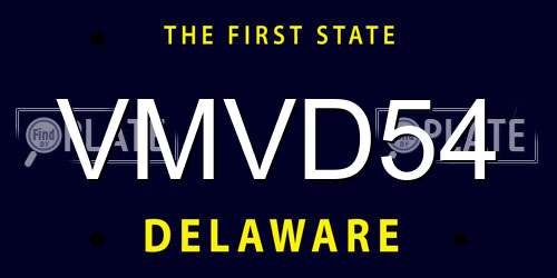 VMVD54 Delaware License Plate