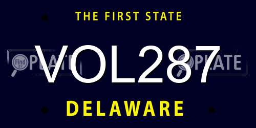 VOL287 Delaware License Plate