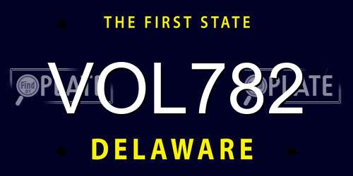 VOL782 Delaware License Plate
