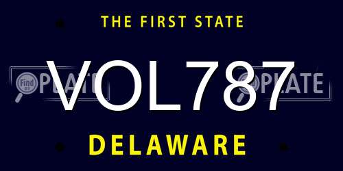 VOL787 Delaware License Plate