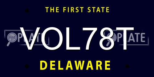 VOL78T Delaware License Plate