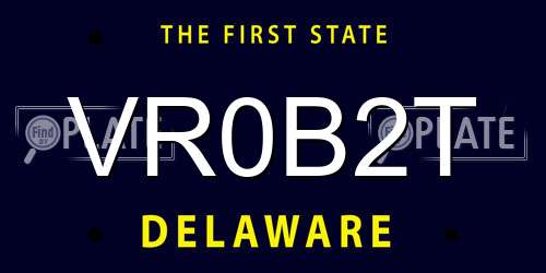 VR0B2T Delaware License Plate