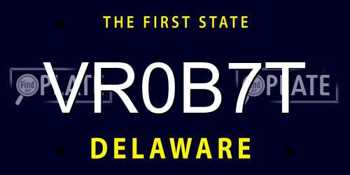 VR0B7T Delaware License Plate