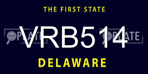 VRB514 Delaware License Plate