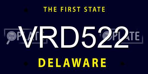 VRD522 Delaware License Plate