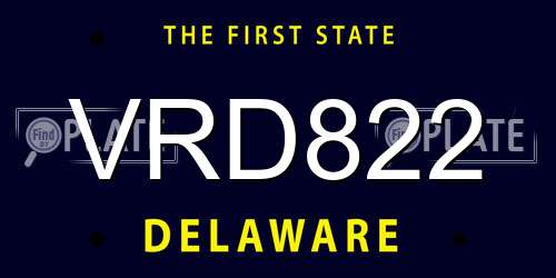 VRD822 Delaware License Plate