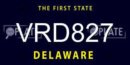 VRD827 Delaware License Plate