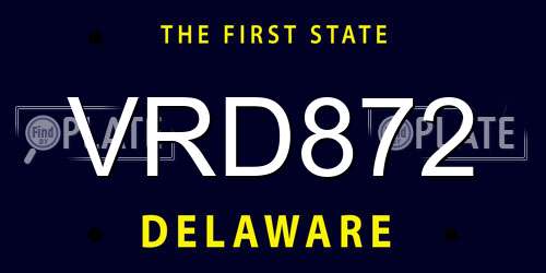 VRD872 Delaware License Plate