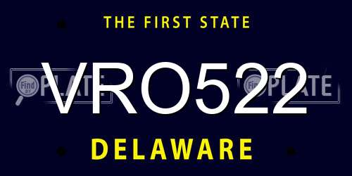 VRO522 Delaware License Plate