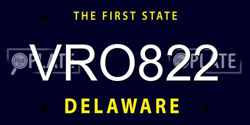 VRO822 Delaware License Plate