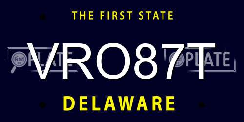 VRO87T Delaware License Plate