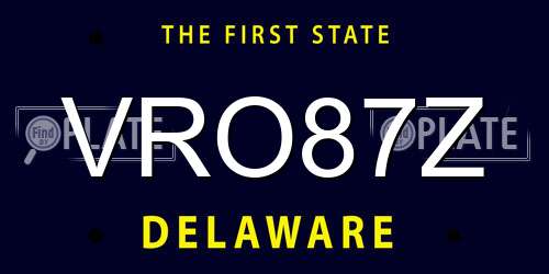 VRO87Z Delaware License Plate