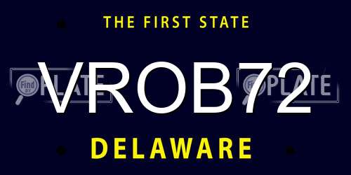 VROB72 Delaware License Plate