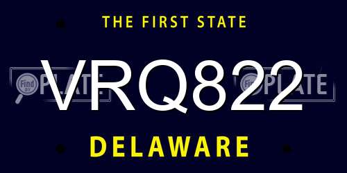 VRQ822 Delaware License Plate