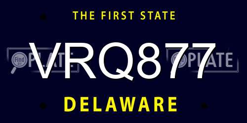 VRQ877 Delaware License Plate