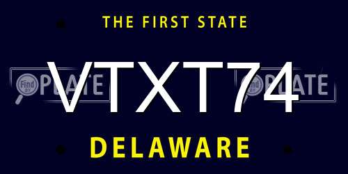 VTXT74 Delaware License Plate