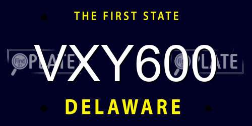VXY600 Delaware License Plate