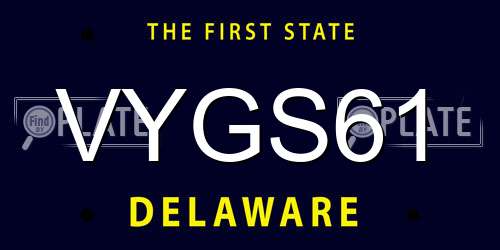 VYGS61 Delaware License Plate