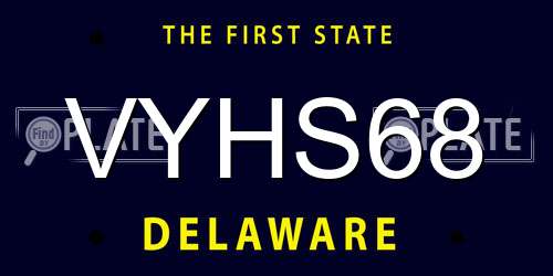 VYHS68 Delaware License Plate