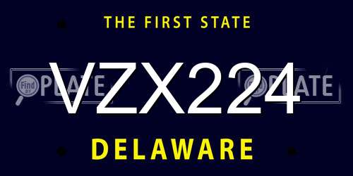 VZX224 Delaware License Plate