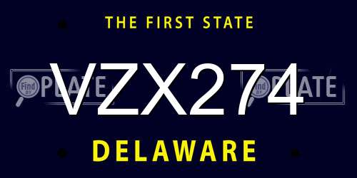 VZX274 Delaware License Plate