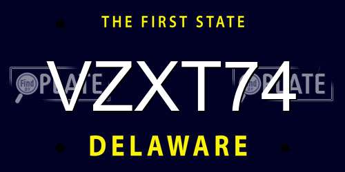VZXT74 Delaware License Plate