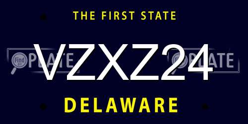 VZXZ24 Delaware License Plate