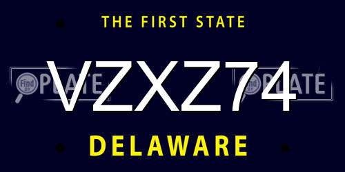 VZXZ74 Delaware License Plate