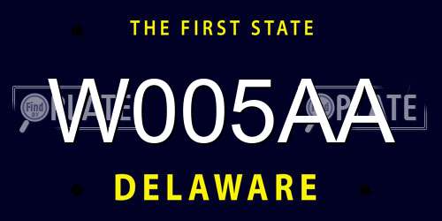 W005AA Delaware License Plate