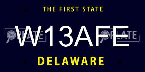 W13AFE Delaware License Plate