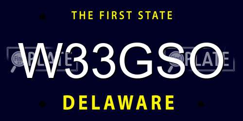 W33GSO Delaware License Plate