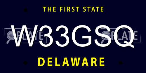 W33GSQ Delaware License Plate