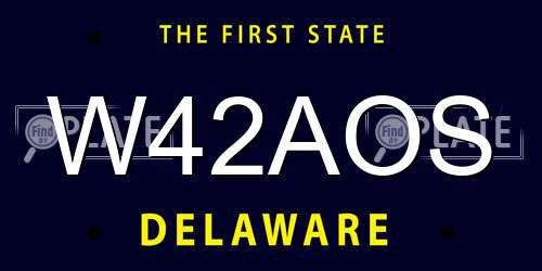 W42AOS Delaware License Plate