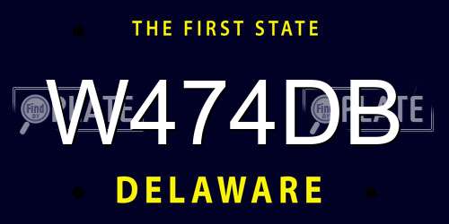 W474DB Delaware License Plate