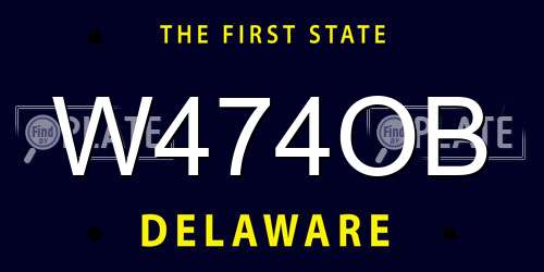W474OB Delaware License Plate