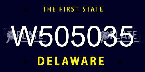 W505035 Delaware License Plate
