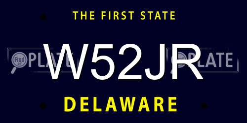 W52JR Delaware License Plate