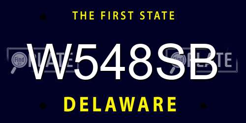 W548SB Delaware License Plate