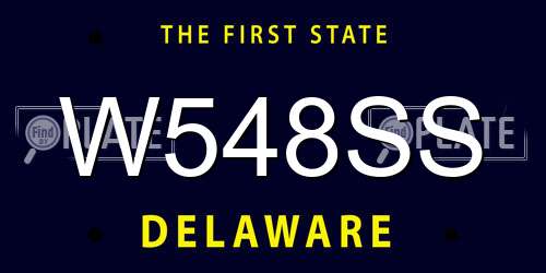 W548SS Delaware License Plate
